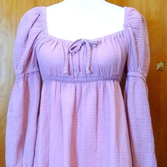 Women's Solid Short Sleeve Organza Muse Dress Wild Fable Pink Dress Size Small - Picture 2 of 5